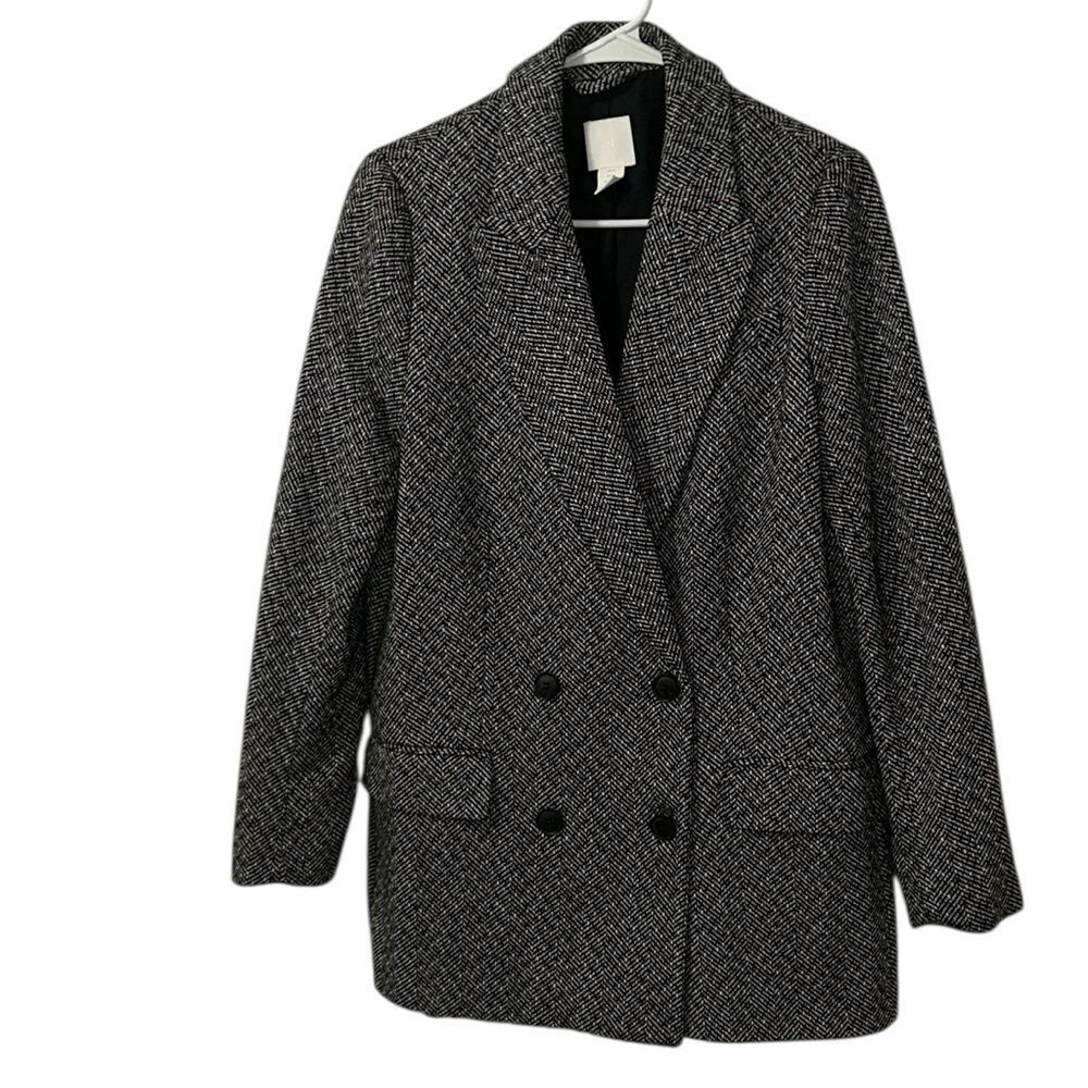 H&M Gray & White Double Breasted Blazer(Size Medium)